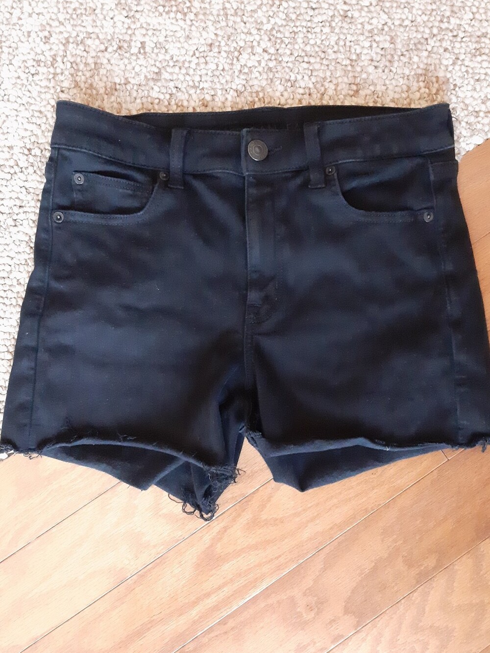 American Eagle Black Hi Rise Shortie Shorts size 8